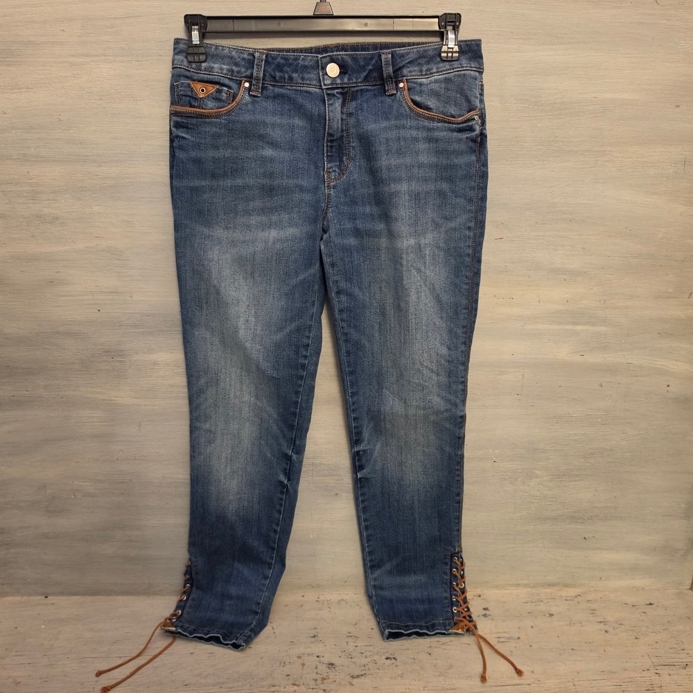 White House Black Market 73% Cotton "The Skimmer" Denim Skinny Jeans Size 10 GC